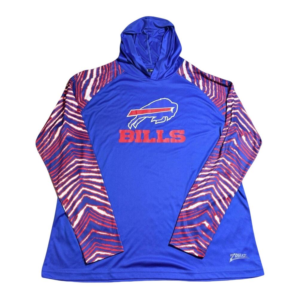 Buffalo Bills NFL Zubaz Lightweight Hoodie Shirt Mens XXL Blue Zebra Print EUC